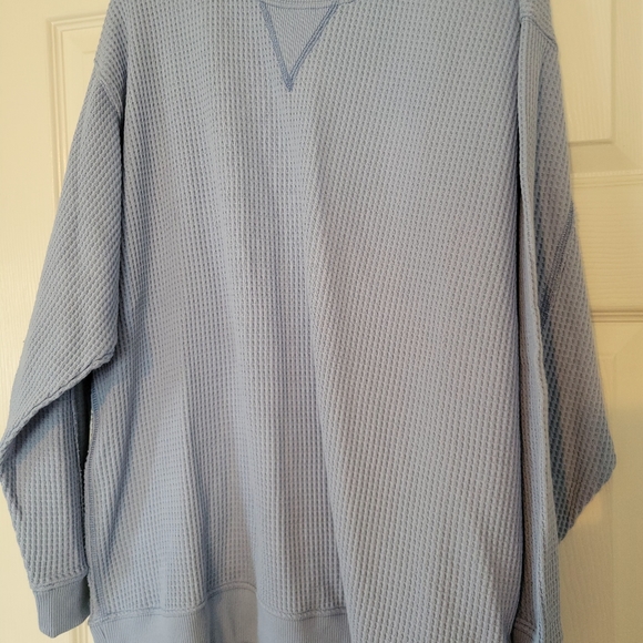 aerie womens waffle crewneck sweatshirt Light Blue Size Medium Oversized - Picture 3 of 4